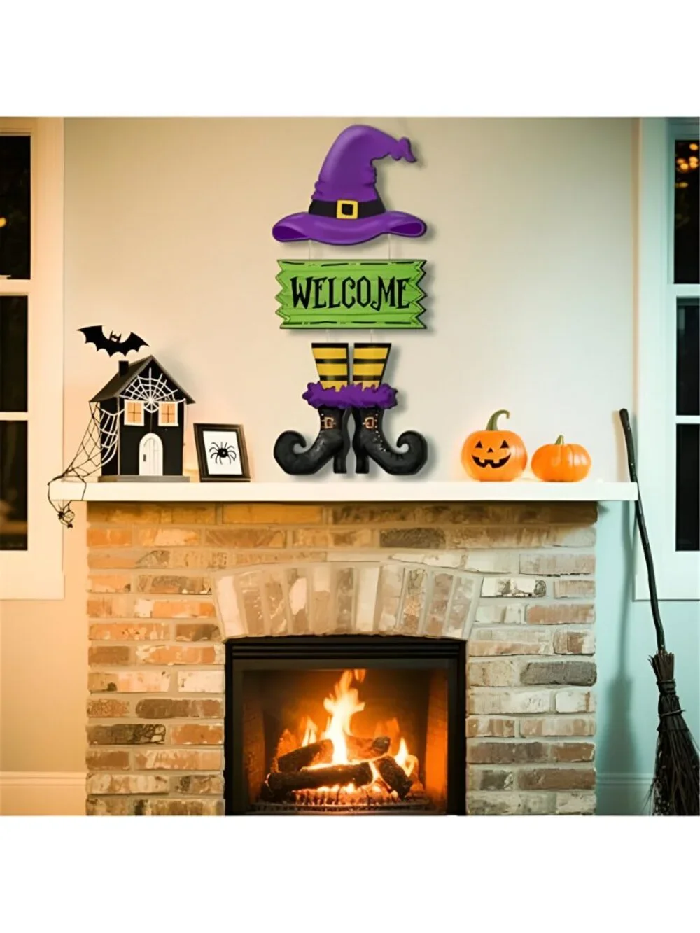 Halloween Door Sign Witch Wreath Decorations Witch Welcome Door Sign Hallowee